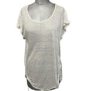 Mod-O-Doc 100% Linen Short Sleeve Tunic Length Tee Size L